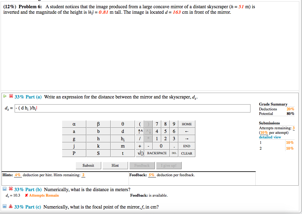 Solved: (12%) Problem 6: A Student Notices That The Image ... | Chegg.com