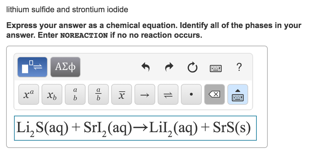 Lithium Sulfide And Strontium Iodide Express Your Chegg 