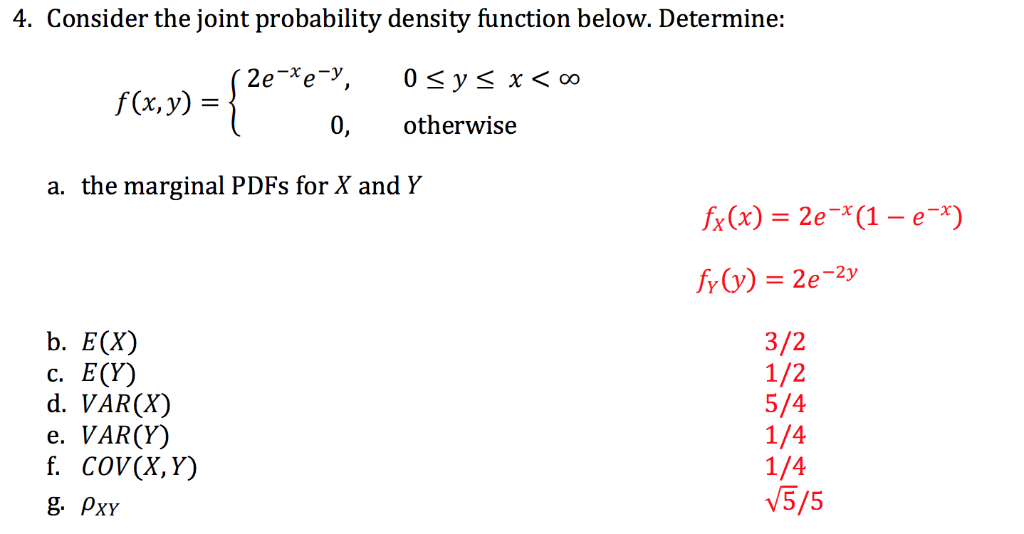 Solved 4 Consider The Joint Probability Density Function Chegg Com