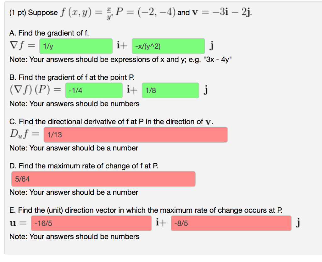 Solved 1 Pt Suppose F X W Y P 2 4 And V 3 2j Chegg Com