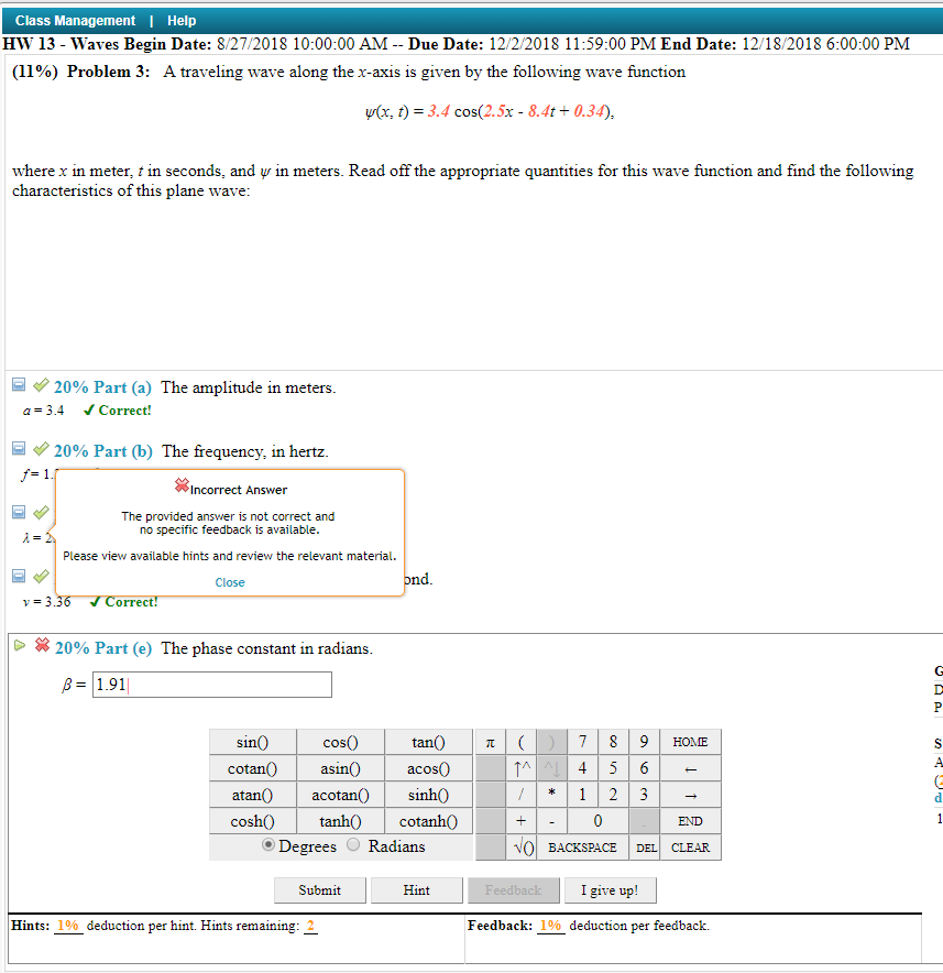 Solved (ii) Show that the wave-function V (2 t) = { Acos(17)