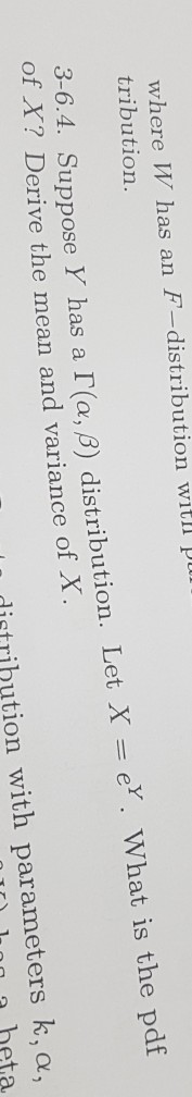 Solved Where W Has An F Distribution Witil Pu Tribution Chegg Com