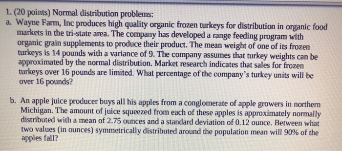 Solved 1 Points Normal Distribution Problems A Wa Chegg Com