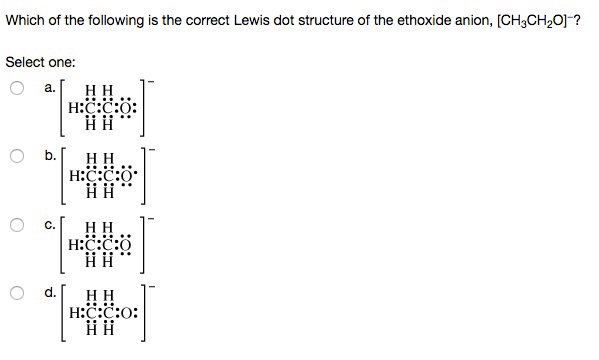 Solved Which Of The Following Is The Correct Lewis Dot St Chegg Com