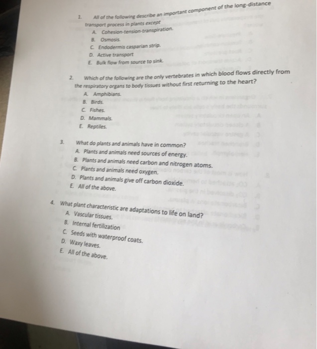 Solved ANSWER ALL QUESTIONS All of transport process in Solved ANSWER ALL QUESTIONS All of transport process in