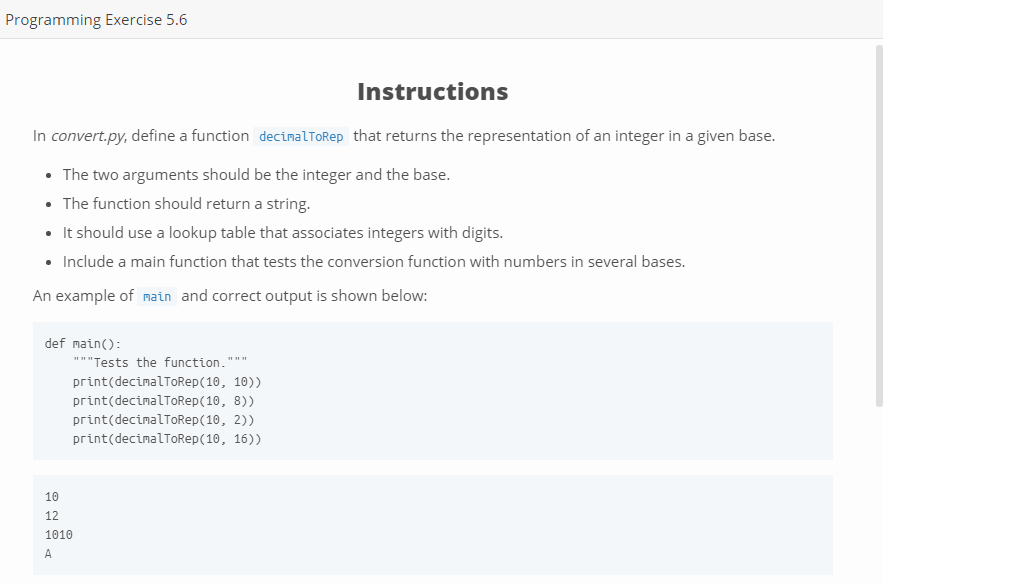 Programming exercises
