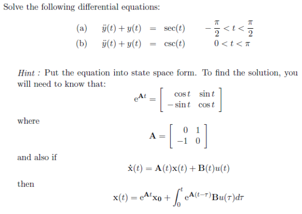 Solved Solve The Following Differential Equations A B Chegg Com