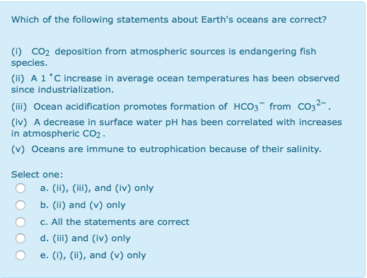 Solved Which Of The Following Statements About Earths Oc - 