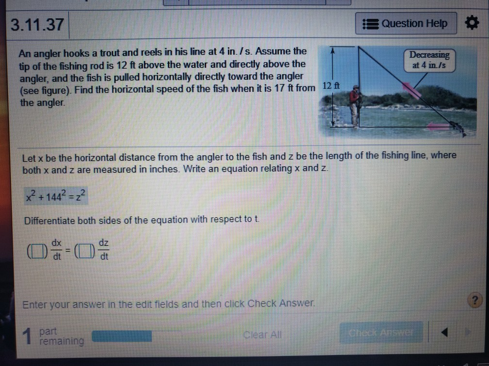 Solved 3.11.37 Question Help An angler hooks a trout and