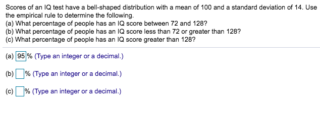 Solved Scores of an IQ test have a bell-shaped distribution