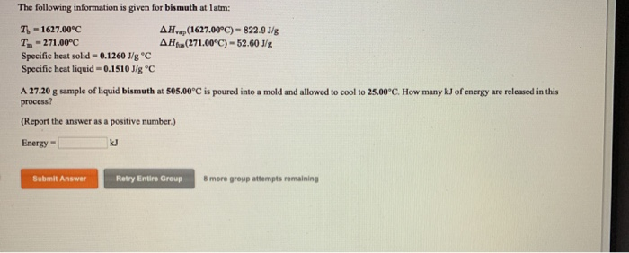 Solved The Following Information Is Given For Tin At 1 At Chegg Com