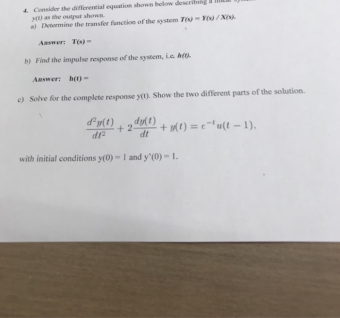 4 Consider The Differential Equation Shown Below Chegg Com