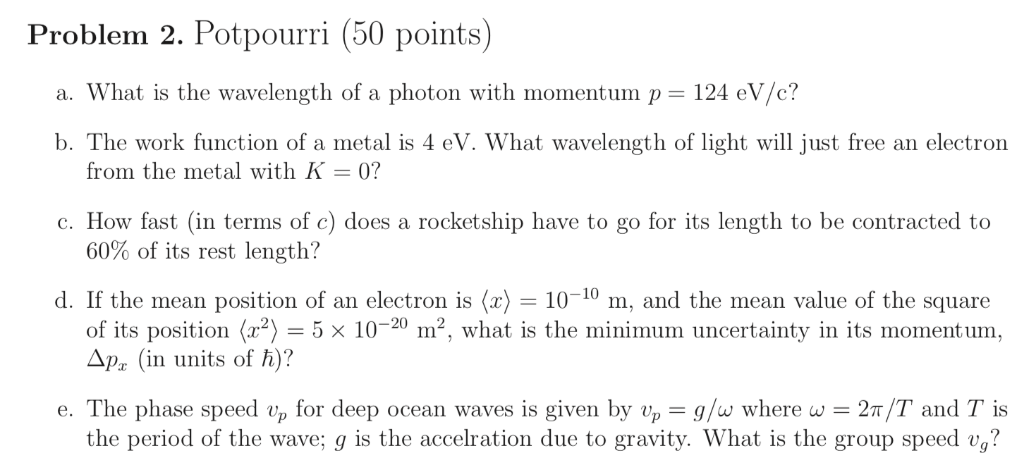 Solved Problem 2 Potpourri 50 Points A What Is The Wa Chegg Com