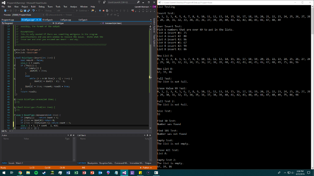 Y V uick Launch (Ctrl+Q) Piogram4 (Running)-Microset Viaual Studio Gar ett Momson GM nsert Test: Lifecycle Events Thread Proc