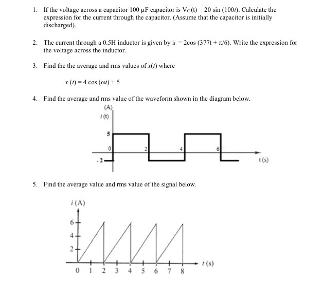 Solved: If The Voltage Across A Capacitor 100 Mu F Capacit... | Chegg.com