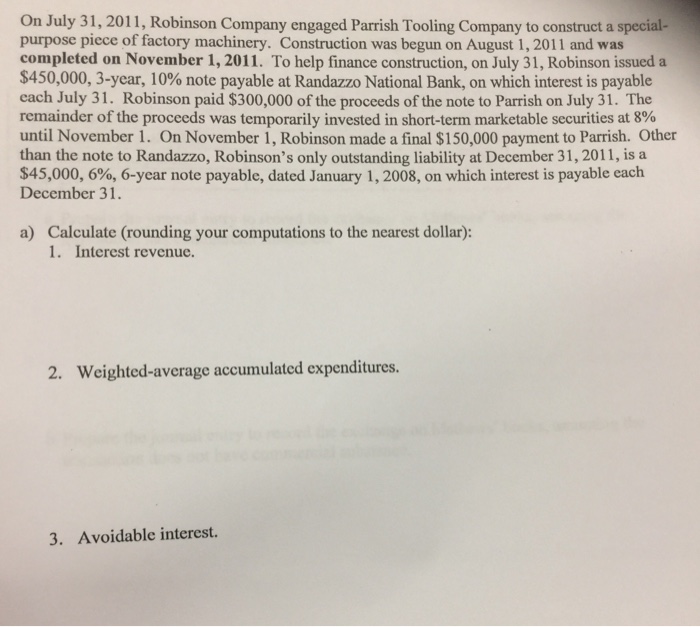 Solved On July 31 2019 Robinson  Company Engaged Parrish 