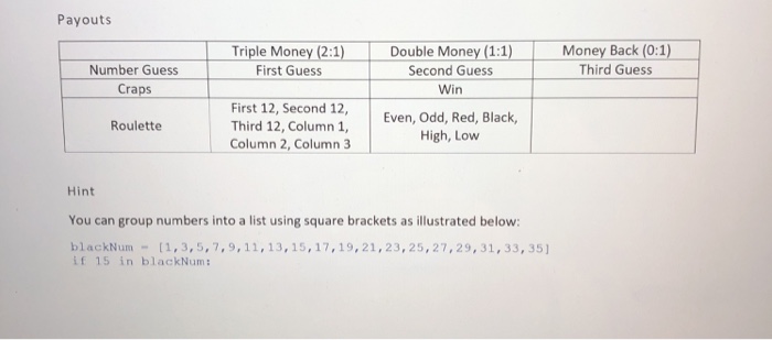 Craps numbers payouts 2019