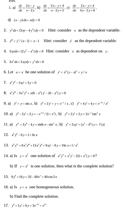 Solved Solve The Following Ordinary Differential Equation Chegg Com