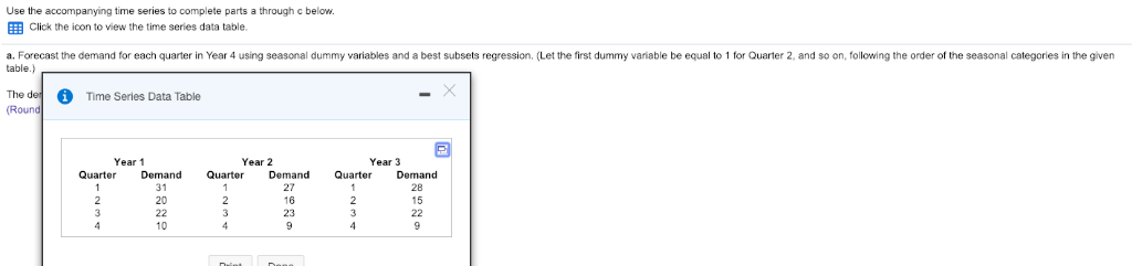 Use The Accompanying Time Series To Complete Parts Chegg Com