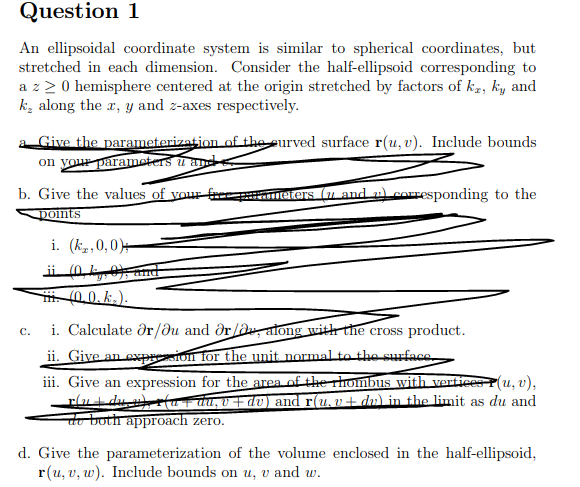 Solved Question 1 An Ellipsoidal Coordinate System Is Sim Chegg Com