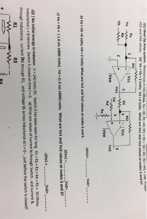 Solved A1 Ideal Op Amp System Resistances In Kilo Ohms Chegg Com