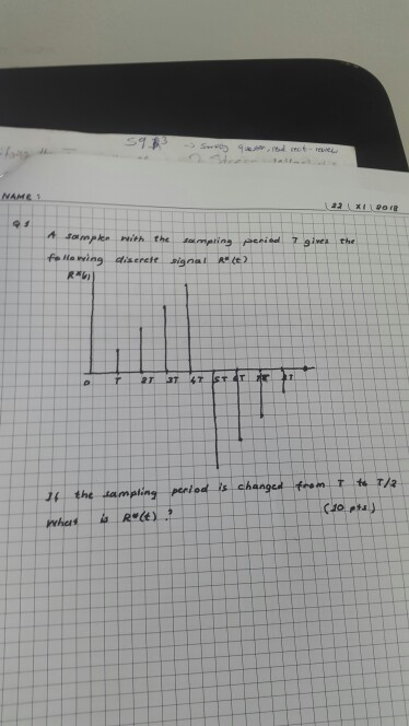 NAME 1 rampting ies the fo lla ing diserett signal Rte te T/2 1 the tampling period R CE) what