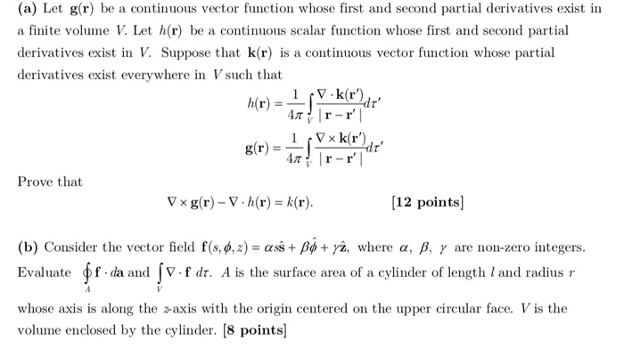 Solved A Let G R Be A Continuous Vector Function Whose Chegg Com