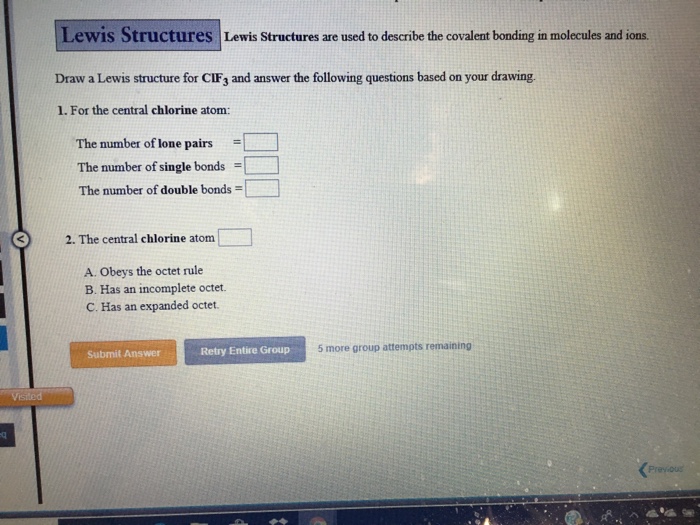 Solved Lewis Structures Lewis Structures Are Used To Desc Chegg Com