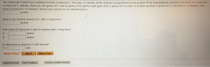 Two Chemicals A And B Are Combined