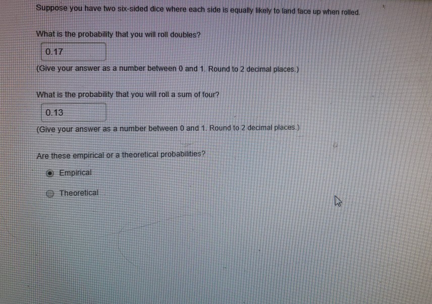 If you rolled two dice, what is the probability that you would roll a sum  of 2? Give your answer as a 