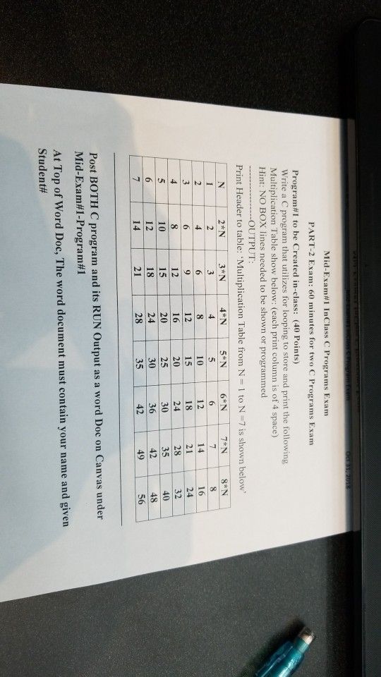 PART-2 60 Mid-Exam#1 Exam C Exam: ... Programs InClass Solved:
