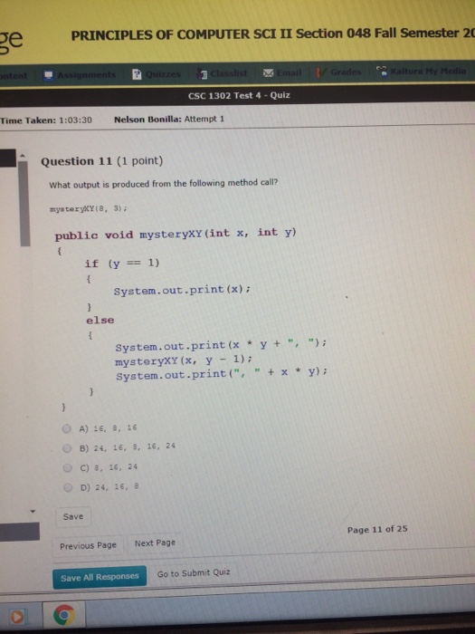 Solved Principles Of Computer Sci Ii Section 048 Fall Sem Chegg Com