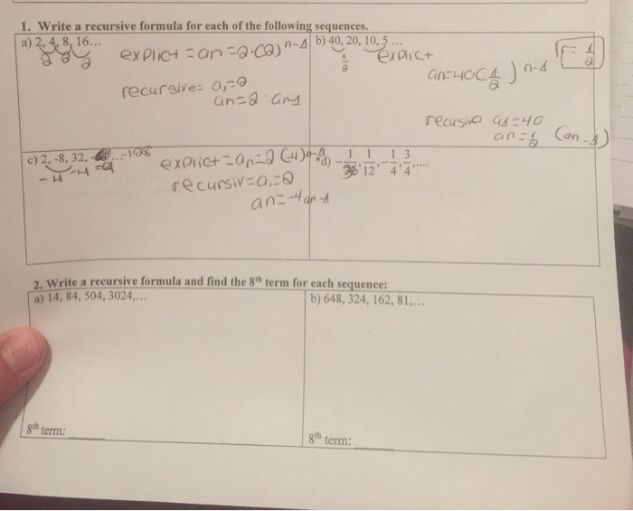 Write A Recursive Formula For Each Of The Following Chegg Com