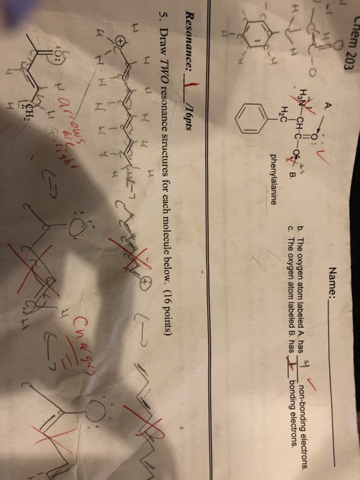 Solved Chem 3 Name Non Bonding Electrons B The Oxygen Chegg Com