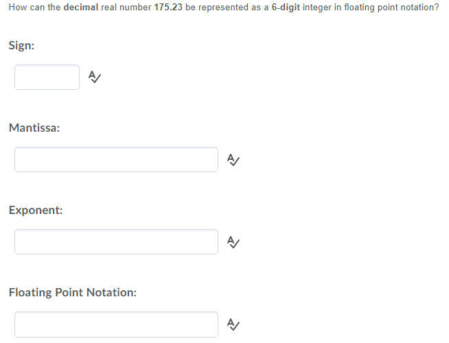 How can the decimal real number 175.23 be represented as a 6-digit integer in floating point notation? Sign: Mantissa: Expone