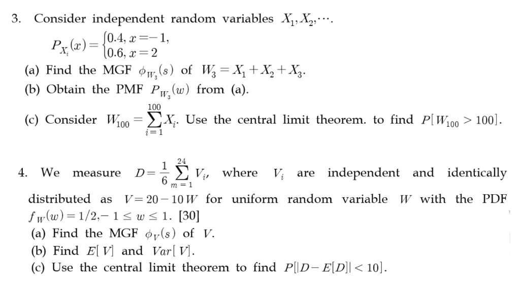 Solved 3 Consider Independent Random Variables X X2 0 Chegg Com