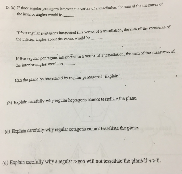 Solved D A If Three Re Gular Pentagons Intersect At A