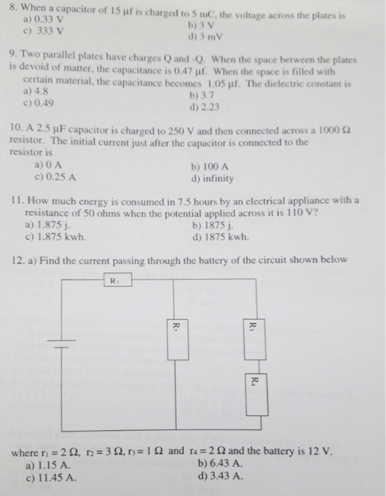 Solved When A Capacitor Of 15 Mu F Is Charged To 5 Mc Th Chegg Com
