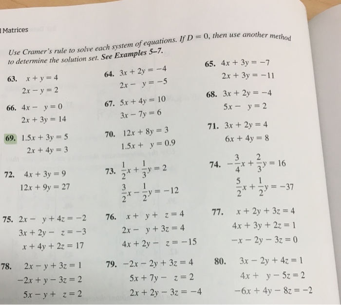 Solved Use Cramer S Rule To Solve Each System Of Equation Chegg Com