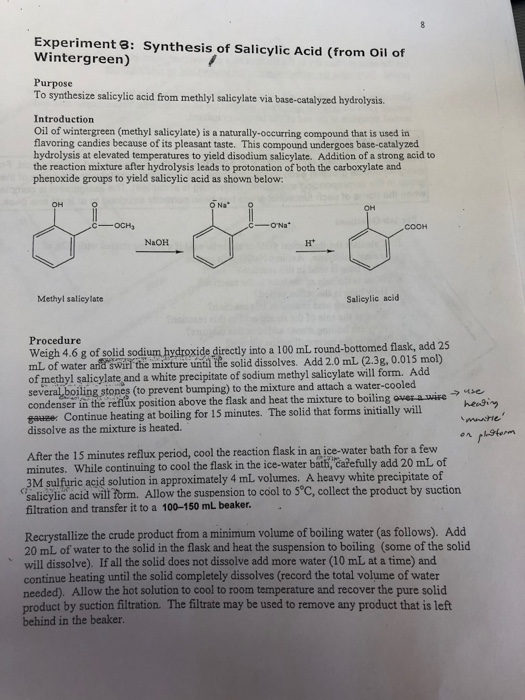 Synthesis of salicylic acid from wintergreen oil essay picture