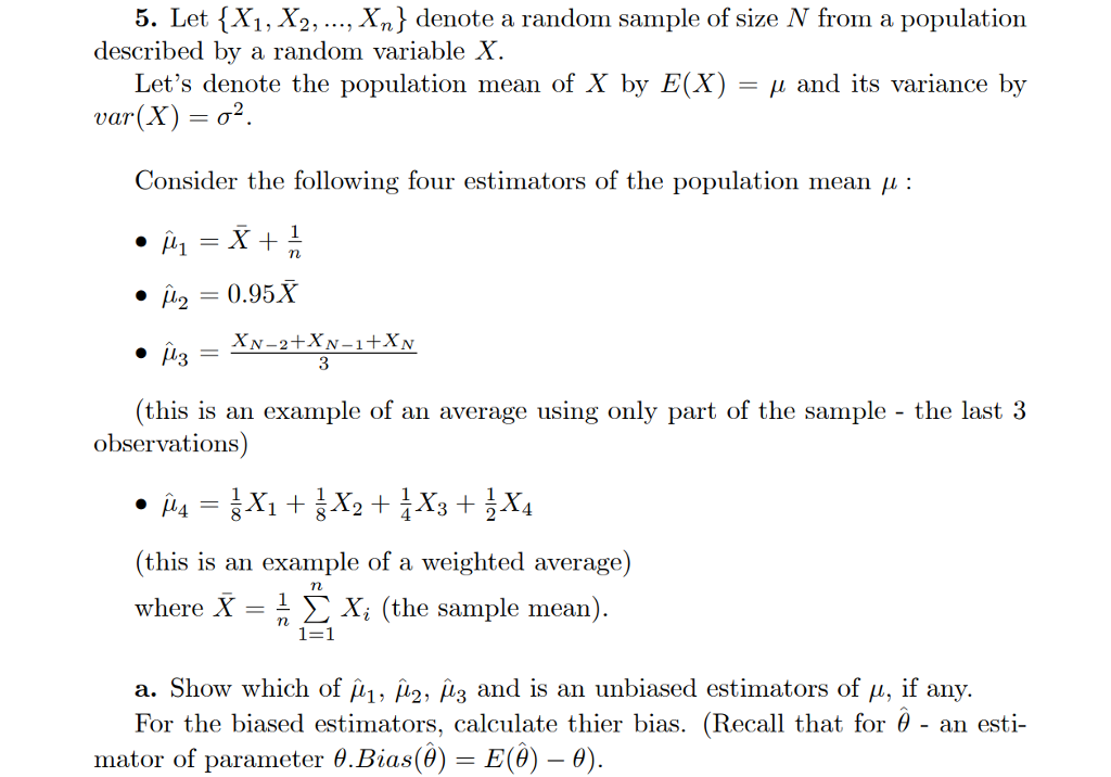 5 Let X1 X2 Xn Denote A Random Sample Of Chegg Com