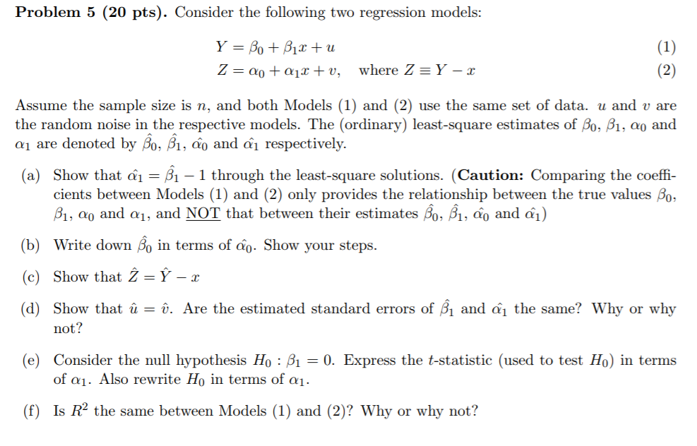 Solved Problem 5 Pts Consider The Following Two Reg Chegg Com