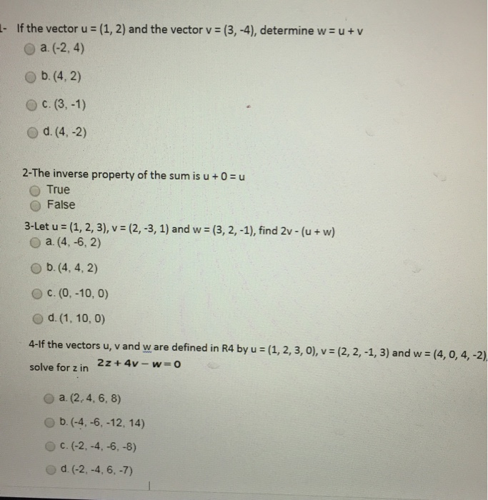 Solved If The Vectoru 1 2 And The Vector V 3 4 Chegg Com