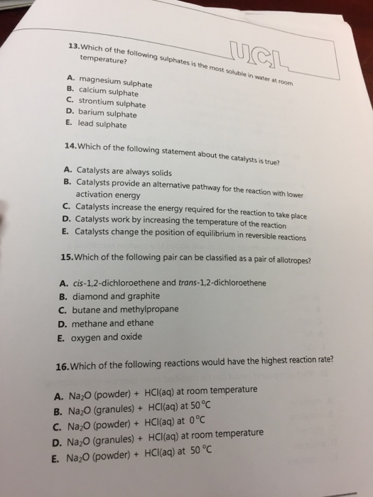 Solved 13 Which Of A Magnesium Following Sulphates Is Th