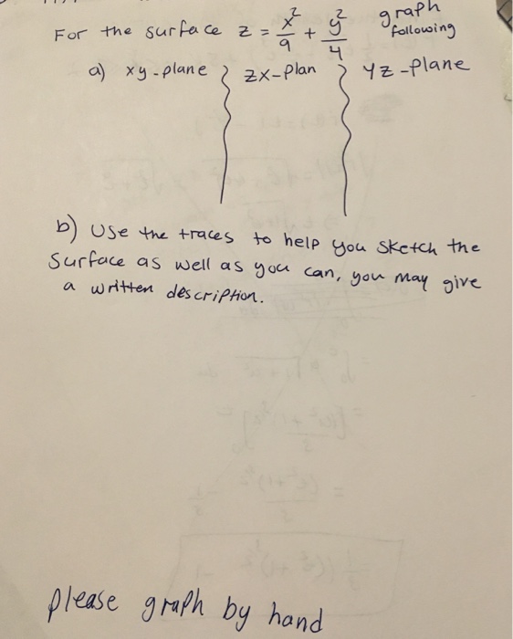 Solved For The Surface Z X 2 9 Y 2 4 Graph Following Chegg Com