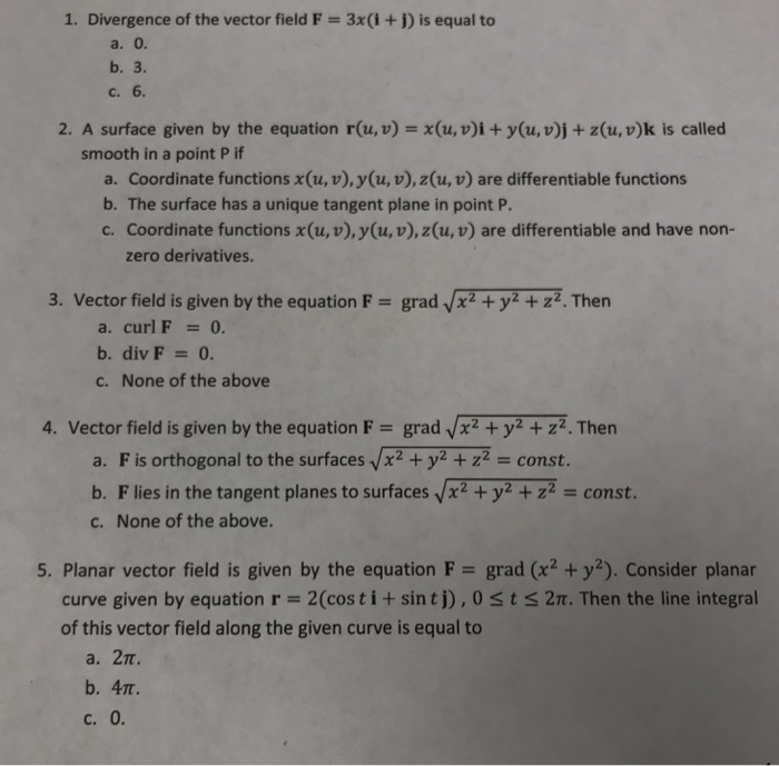 Solved 1 Divergence Of The Vector Field F 3x I J Is Eq Chegg Com