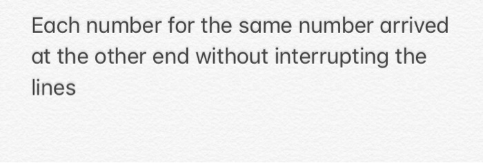 Each number for the same number arrived at the other end without interrupting the lines