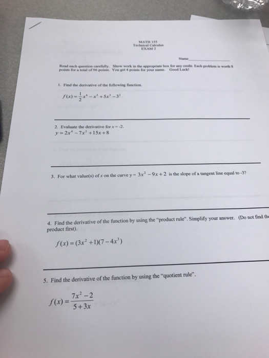 Solved Find The Derivative Of The Following Function F X Chegg Com