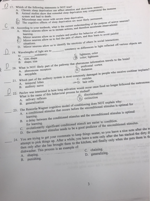Solved 17. Which Of The Following Statements Is NOT True