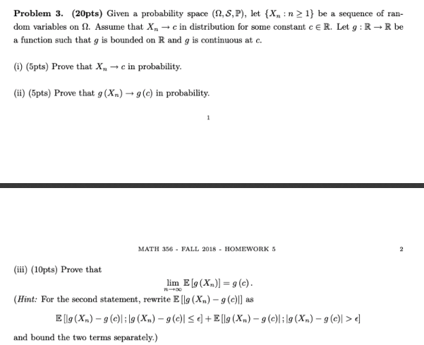 Problem 3 pts Given A Probability Space 2 S Chegg Com